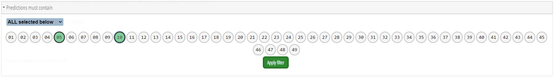 Prediction filtering - predictions must contain