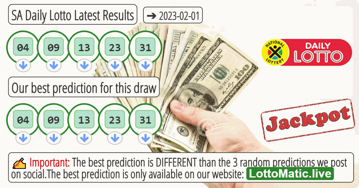 SA Daily Lotto results drawn on 2023-02-01