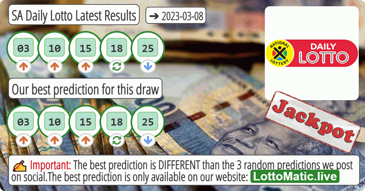 SA Daily Lotto results drawn on 2023-03-08