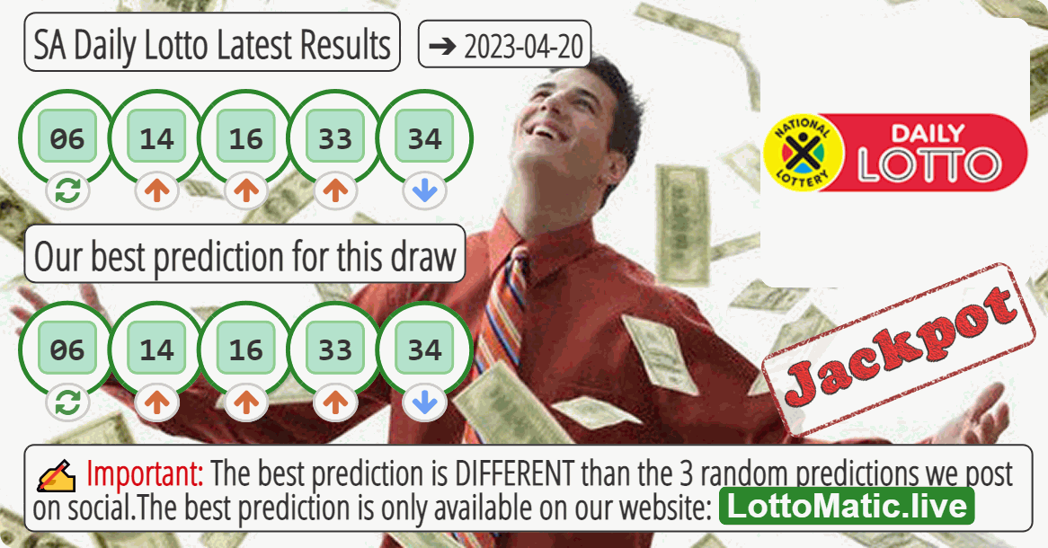 SA Daily Lotto results drawn on 2023-04-20