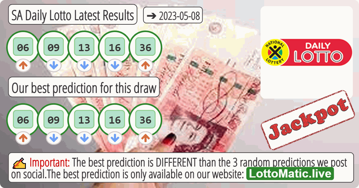 SA Daily Lotto results drawn on 2023-05-08