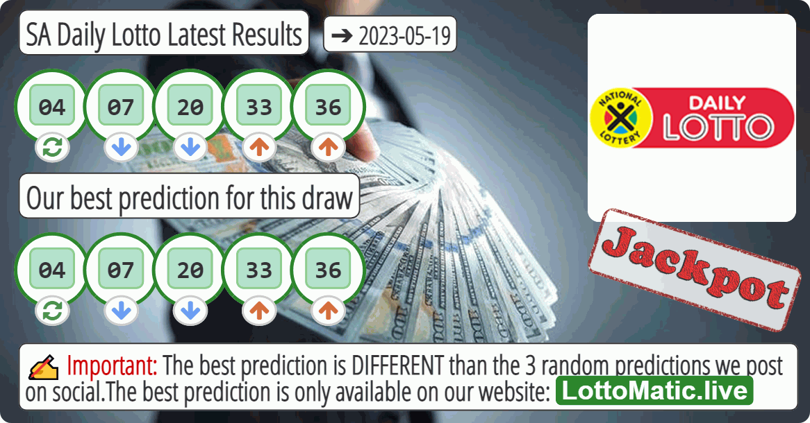 SA Daily Lotto results drawn on 2023-05-19