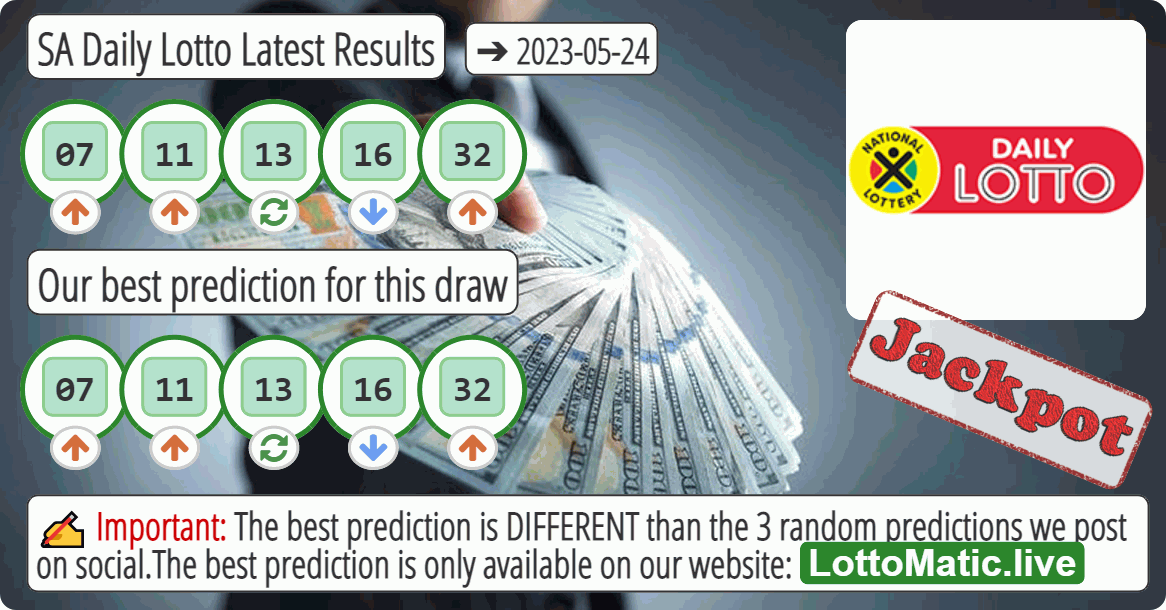 SA Daily Lotto results drawn on 2023-05-24