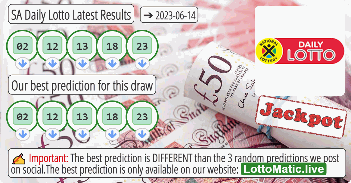 SA Daily Lotto results drawn on 2023-06-14