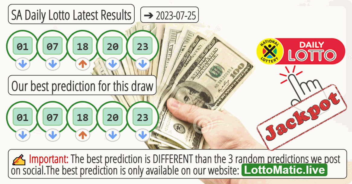 SA Daily Lotto results drawn on 2023-07-25