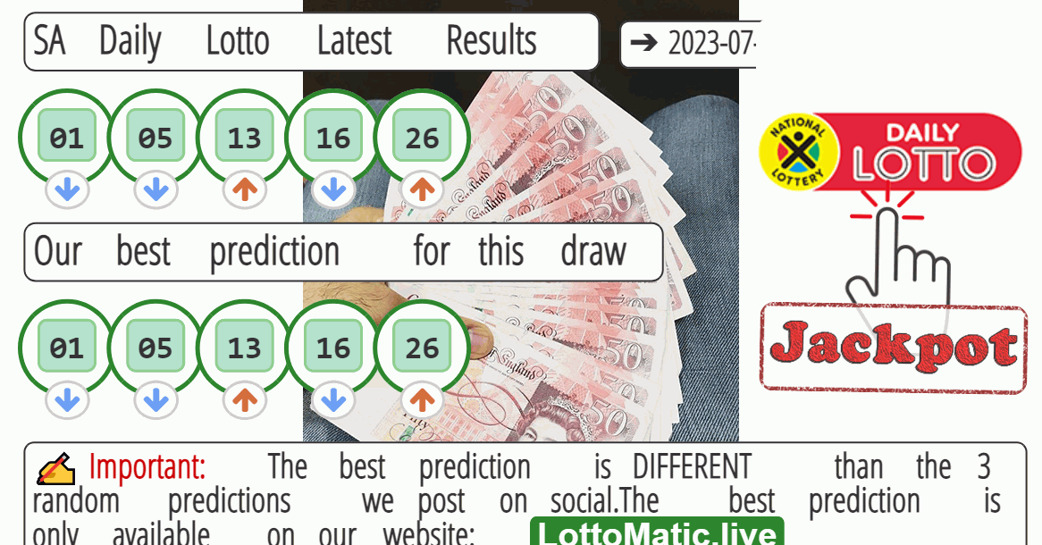 SA Daily Lotto results drawn on 2023-07-30