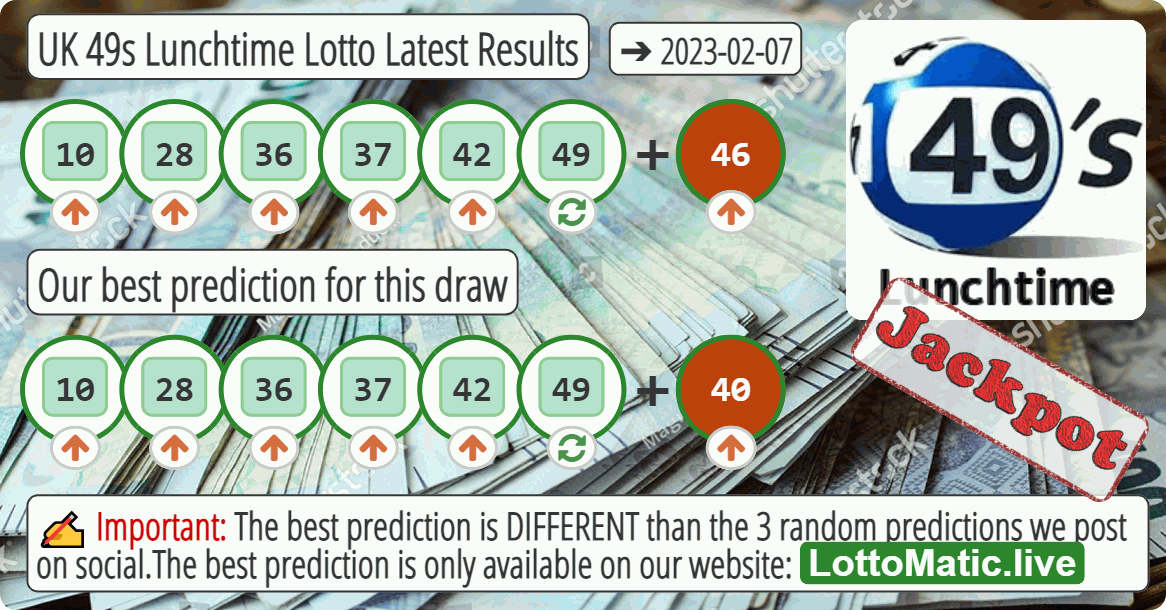 UK 49s Lunchtime results drawn on 2023-02-07