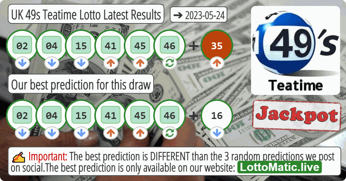 UK 49s Teatime results drawn on 2023-05-24