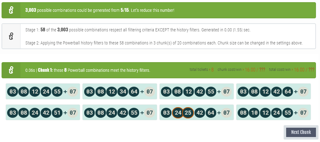 Number Generator - Generated combinations/numbers